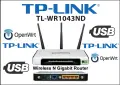 Гигабитов Рутер TP-Link TL-WR1043ND с USB порт, снимка 1
