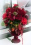 Композиция  червени рози и магнолия от кадифе, снимка 3