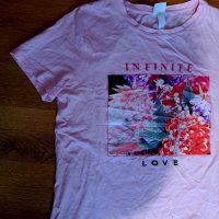 Розова тениска H&M  M, снимка 3 - Тениски - 40392132