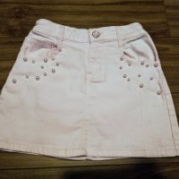 Дънкова пола с перли и две тениски 8-10г., снимка 1 - Детски комплекти - 34168397