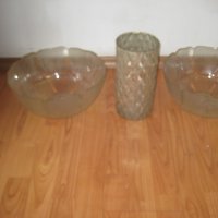 стъклени купи и ваза, снимка 1 - Сервизи - 38231126