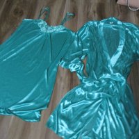 Дамска пижама сатен/халат, снимка 3 - Пижами - 40688959