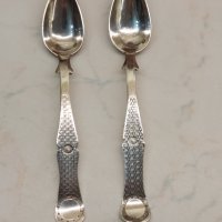 Две стари сребърни 900 проба Османски(Турски) лъжички/Лъжичка сребро 900/, снимка 1 - Аксесоари за кухня - 39705264