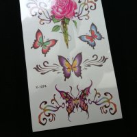 Цветни временни татуировки - различни видове - цена за лист 2,80 лв - рози, сърца, пеперуди, снимка 8 - Други - 44463351