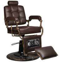 Бръснарски стол Boss - черно/кафяво/светлокафяв, снимка 3 - Бръснарски столове - 44602546