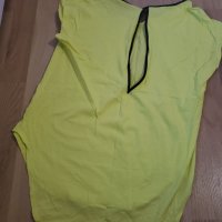 Жълта блуза с кожена ивица Zara, снимка 1 - Тениски - 38414045