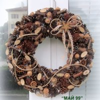 Коледен венец от природни материали, снимка 2 - Коледни подаръци - 37681046