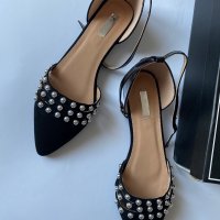 Черни обувки със сребърни капси, снимка 3 - Дамски ежедневни обувки - 38043142