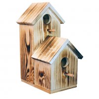 Къщичка за птички, дървена, двойна, 31см