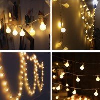 LED лампички за декорация с топки, 10метра, 100 LEDS бели - код 3280, снимка 3 - Декорация за дома - 34504618