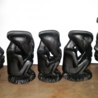  Дървени Африкански   статуетки 5 броя, снимка 6 - Колекции - 22443810