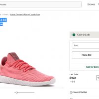 оригинални маратонки  adidas Tennis HU Pharrell Tactile Rose номер 41,5-42, снимка 4 - Маратонки - 39900505