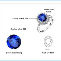 Изящен сребърен пръстен със син сапфир, снимка 5 - Пръстени - 30531268