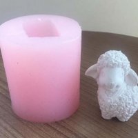 3D права Овца Агне силиконов молд форма украса фондан свещ гипс сапун калъп, снимка 2 - Форми - 38448702