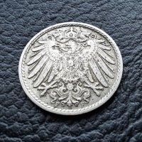 Стара монета  5 пфенига 1910 г. буква  F  - Германия- топ цена !, снимка 5 - Нумизматика и бонистика - 39779527