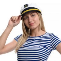 Дамски моряшки сет: тениска и капитанска шапка, снимка 4 - Тениски - 29975136