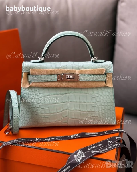 Hermes mini Kelly mint green , снимка 1