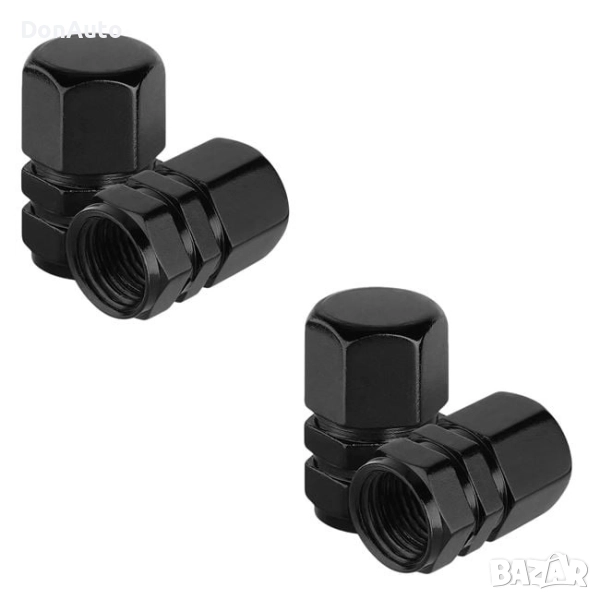 Черни алуминиеви капачки за вентили, снимка 1