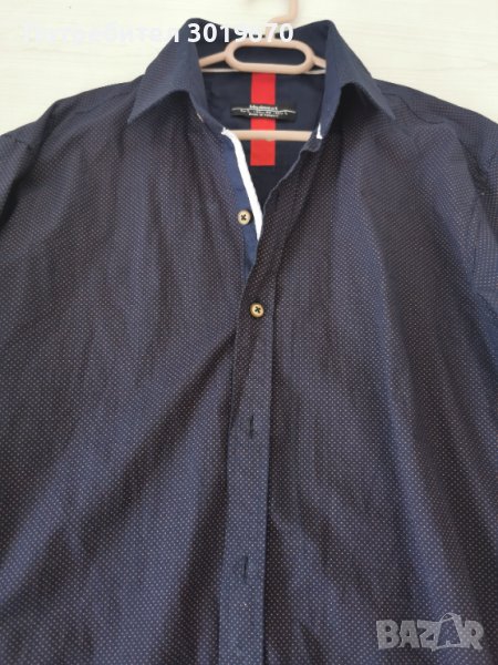 Мъжка риза тъмно синя, снимка 1