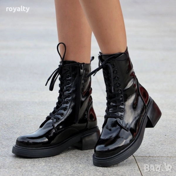 Равни боти - черен лак, снимка 1