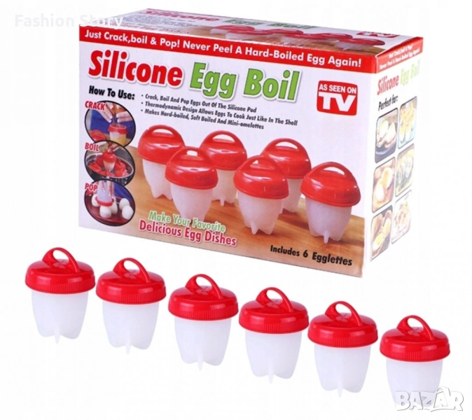 Силиконови формички за варене на яйца без черупка - 6 бр., снимка 1