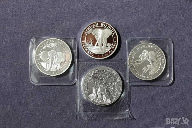 Лот Сомалия слон, Somalia Elephant - 3 oz инвестиционно сребро, снимка 1