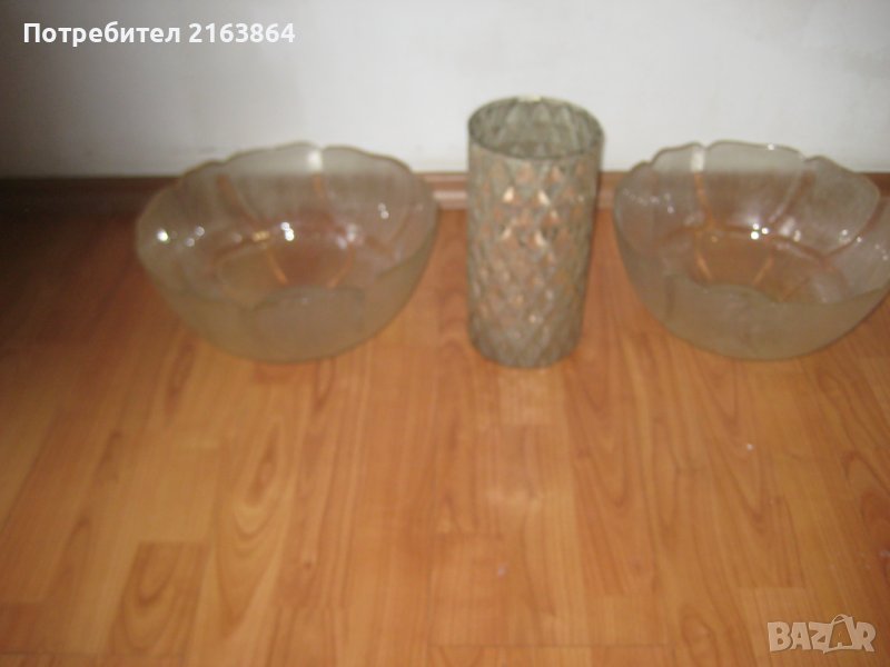 стъклени купи и ваза, снимка 1