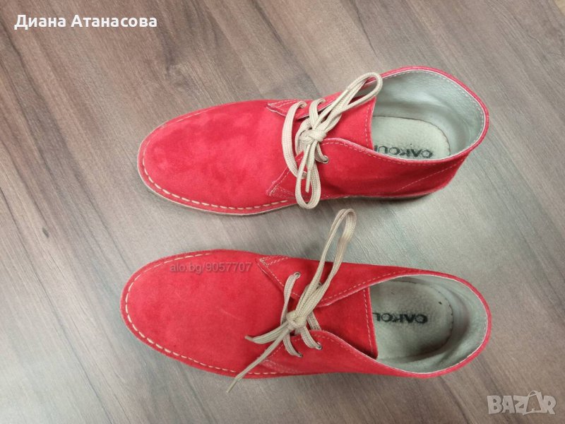 Дамски червени боти естествен велур № 39, снимка 1