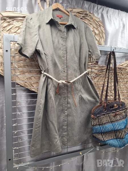 ЛЕНЕНА бежова рокля/ дълга риза- 44 размер, снимка 1