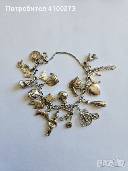 СРЕБЪРНА ГРИВНА С ТАЛИСМАНИ - .835 сребро - 2 броя, снимка 1