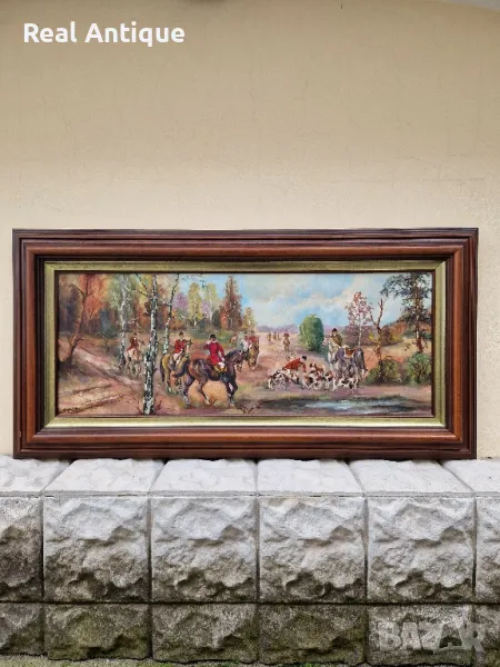 Топ- Уникална голяма антикварна авторска майсторска картина масло върху платно , снимка 1