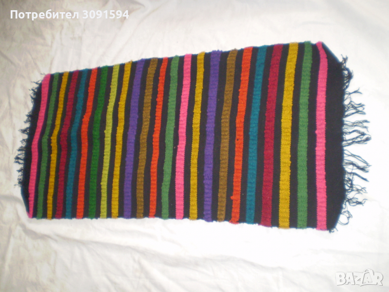Антикварен Ръчно тъкан Многоцветен Килим Ковьор Фолк артрт, снимка 1