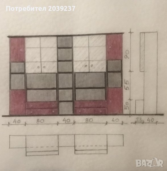 Холна секция от комплект с двукрилен гардероб, TVмебел, легло , снимка 1