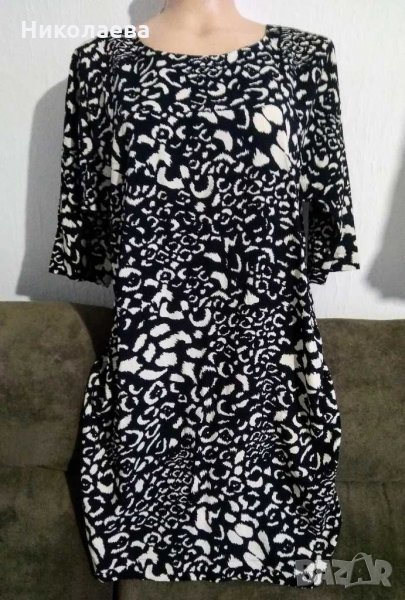 Рокля в черно и кремаво,M/L, снимка 1