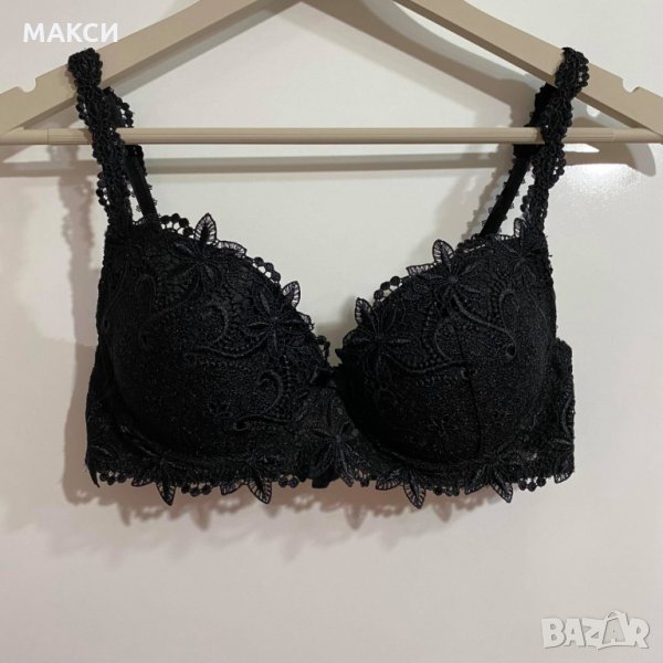 Марков луксозен сутиен с дантела в черно, снимка 1