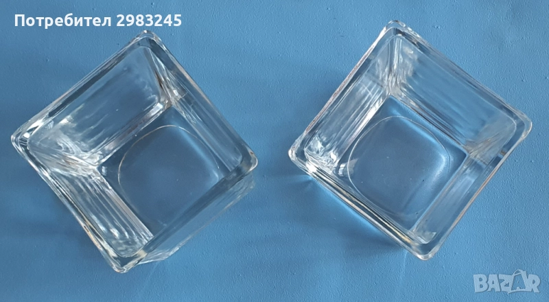 Квадратна стъклена чаша за свещ, снимка 1
