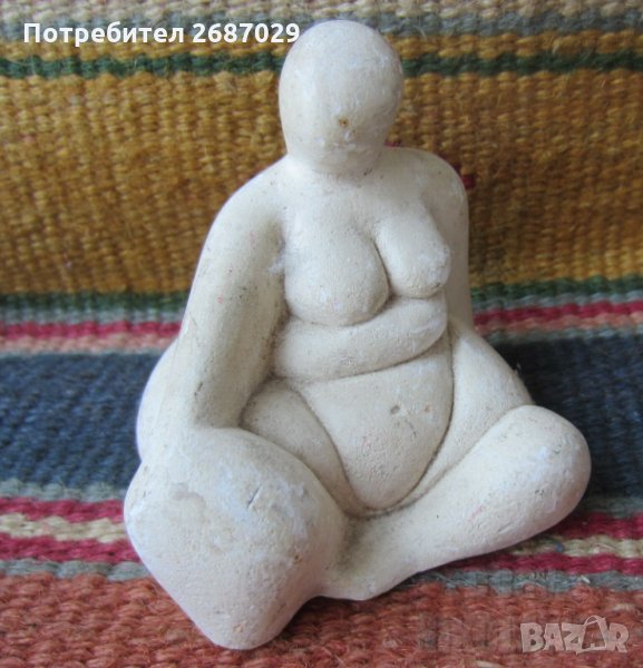 Богиня-майка, статуетка от камък гола жена арт фигура малка пластика, снимка 1