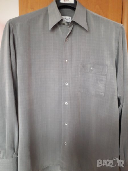 Мъжка риза с дълъг ръкав Brothers classic сива голям размер, снимка 1