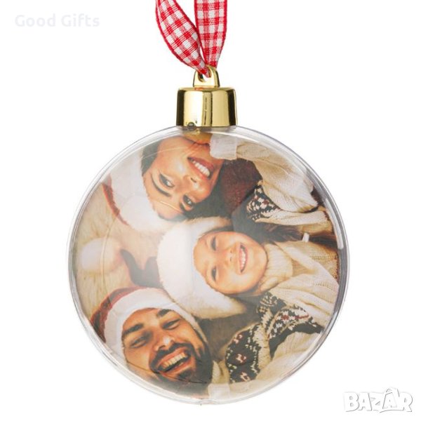 3 броя Прозрачна топка за елха, Коледни играчки със снимка, 8см, снимка 1