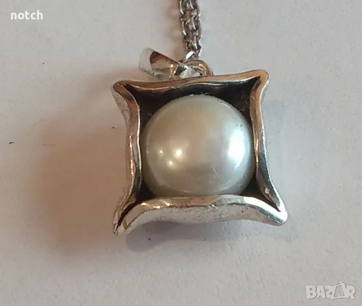 Сребърен медальон с перла, снимка 1