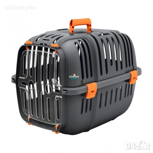 Пластмасова транспорта клетка за домашни любимци в оранжев цвят Клетка за куче/коте, снимка 1