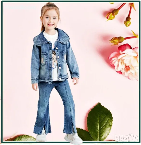 Детски комплект дънкено яке, блуза и дънки, снимка 1
