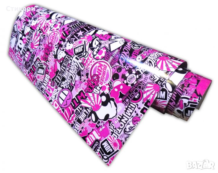 БОМБ стикер BOMB 150х50см JDM руло РОЗОВО PINK, снимка 1