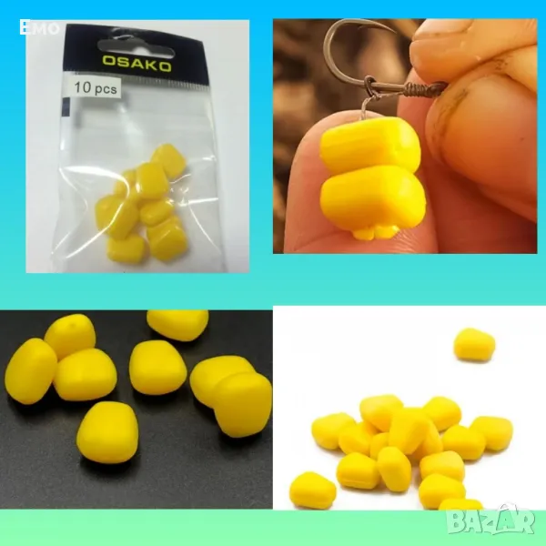 Плуваща силиконова царевица за риболов - 10 броя в пакет, снимка 1