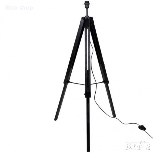 Подова лампа със статив от антично дърво в модерен стил., снимка 1