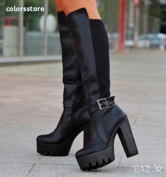 Ботуши на ток - черна кожа - 105-19, снимка 1