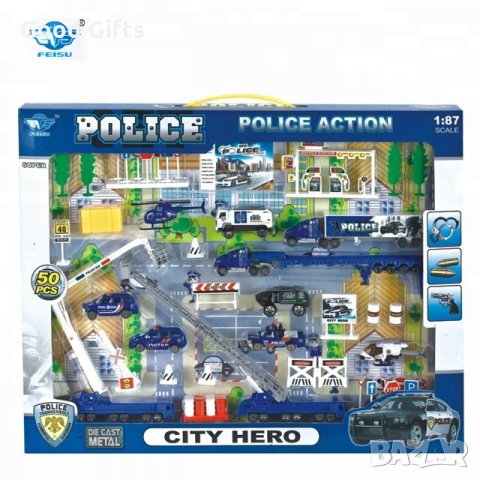 50 части полицейски комплект играчки полиция коли