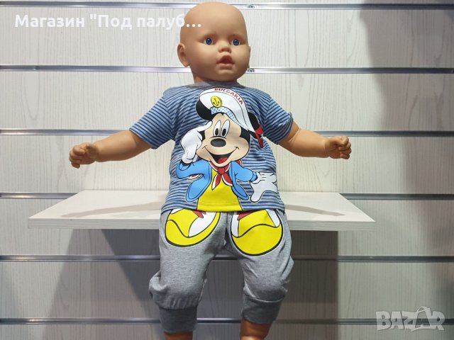 Ново бебешко моряшко сиво комплектче Мики Маус от 3 месеца до 6 месеца, снимка 2 - Комплекти за бебе - 30325708