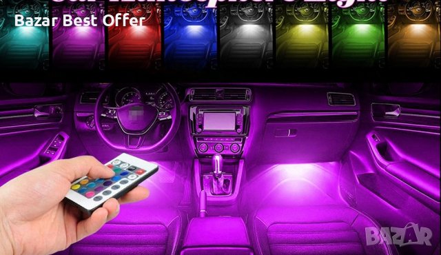  Интериорно LED RGB осветление за автомобил с дистанционно, снимка 3 - Аксесоари и консумативи - 36908893