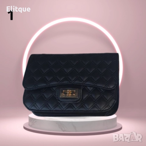 Капитонирана модна чанта с дълга дръжка в златисти цвят, снимка 2 - Чанти - 52895679